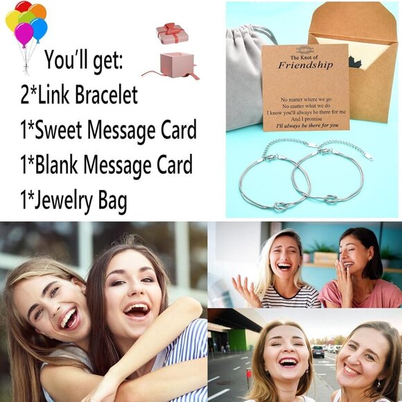 Friendship Bracelets for Women Stainless Steel Long Distance Gifts for Bestie - Picture 6 of 6